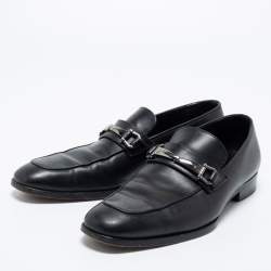 Ermenegildo Zegna Black Leather Buckle Loafers Size 41.5