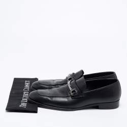 Ermenegildo Zegna Black Leather Buckle Loafers Size 41.5