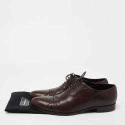Pre Owned Ermenegildo Zegna Dark Brown Leather Lace Up Oxfords Size 43