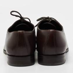 Pre Owned Ermenegildo Zegna Dark Brown Leather Lace Up Oxfords Size 43