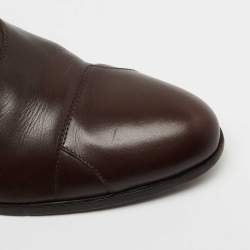 Pre Owned Ermenegildo Zegna Dark Brown Leather Lace Up Oxfords Size 43