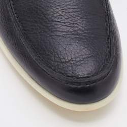 Ermenegildo Zegna Black Leather Slip On Penny Slip On Loafers Size 43.5