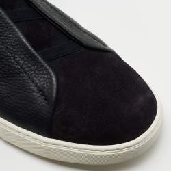 Pre Owned Ermenegildo Zegna Black Suede and Leather Low Top Sneakers Size 45