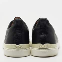 Pre Owned Ermenegildo Zegna Black Suede and Leather Low Top Sneakers Size 45