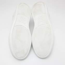 Pre Owned Ermenegildo Zegna White Leather Triple Stitch Low Top Sneakers Size 42