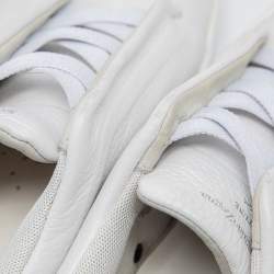 Pre Owned Ermenegildo Zegna White Leather Triple Stitch Low Top Sneakers Size 42