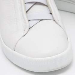 Pre Owned Ermenegildo Zegna White Leather Triple Stitch Low Top Sneakers Size 42