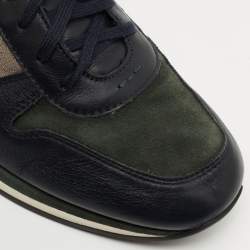 Pre Owned Ermenegildo Zegna Tricolor Suede, Leather and Canvas Low Top Sneakers Size 44