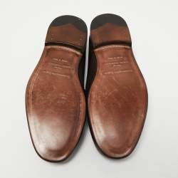 Pre Owned Ermenegildo Zegna Dark Brown Leather Slip On Loafers Size 39