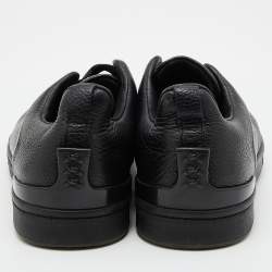 مملوكة مسبقًا Ermenegildo Zegna Black Leather Triple Stitch Slip On Sneakers Size 43