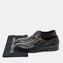 Ermenegildo Zegna Black Leather Buckle Strap Loafers Size 41.5 
