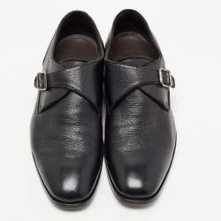 Ermenegildo Zegna Black Leather Buckle Strap Loafers Size 41.5 