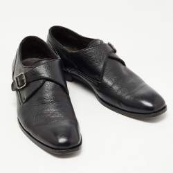 Ermenegildo Zegna Black Leather Buckle Strap Loafers Size 41.5 