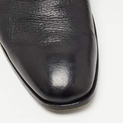 Ermenegildo Zegna Black Leather Buckle Strap Loafers Size 41.5 