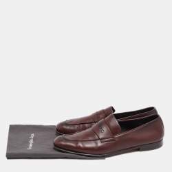 مملوكة مسبقًا  Ermenegildo Zegna Brown Leather Slip On Loafers Size 42.5