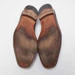 مملوكة مسبقًا  Ermenegildo Zegna Brown Leather Slip On Loafers Size 42.5