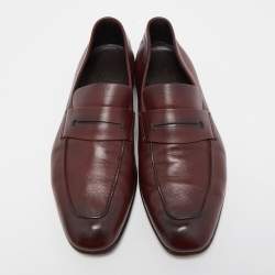 مملوكة مسبقًا  Ermenegildo Zegna Brown Leather Slip On Loafers Size 42.5