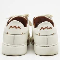 مملوكة مسبقًا Ermenegildo Zegna White Leather Tiziano Low Top Sneakers Size 40.5