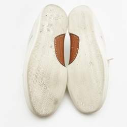 مملوكة مسبقًا Ermenegildo Zegna White Leather Tiziano Low Top Sneakers Size 40.5