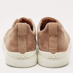 Pre Owned Ermenegildo Zegna Brown Suede Triple Stitch Slip On Sneakers Size 41