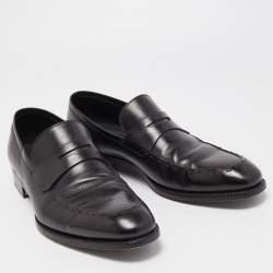Ermenegildo Zegna Black Leather Penny Loafers Size 43 