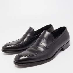 Ermenegildo Zegna Black Leather Penny Loafers Size 43 