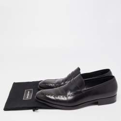 Ermenegildo Zegna Black Leather Penny Loafers Size 43 