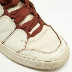 مملوكة مسبقًا Ermenegildo Zegna Off White/Brown Leather Tiziano Sneakers Size 41