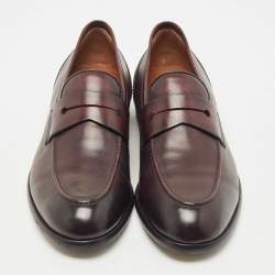 Ermenegildo Zegna Burgundy Leather Slip On Loafers Size 41.5