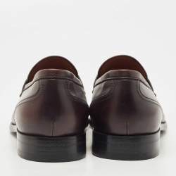 Ermenegildo Zegna Burgundy Leather Slip On Loafers Size 41.5