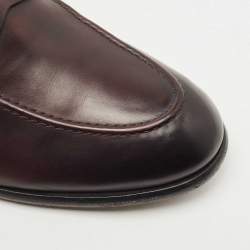 Ermenegildo Zegna Burgundy Leather Slip On Loafers Size 41.5