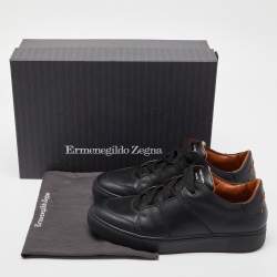 Pre Owned Ermenegildo Zegna Black Leather Tiziano Sneakers Size 41
