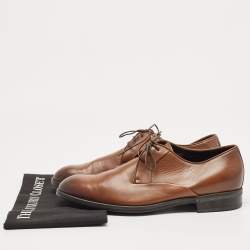 Pre Owned Ermenegildo Zegna Brown Leather Oxfords Size 41