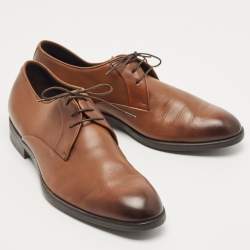 Pre Owned Ermenegildo Zegna Brown Leather Oxfords Size 41