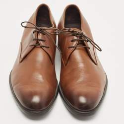 Pre Owned Ermenegildo Zegna Brown Leather Oxfords Size 41