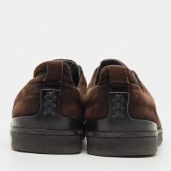 Pre Owned Ermenegildo Zegna Brown Suede Triple Stitch Slip On Sneakers Size 41