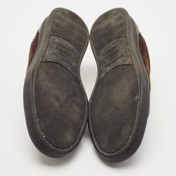 Pre Owned Ermenegildo Zegna Brown Suede Triple Stitch Slip On Sneakers Size 41