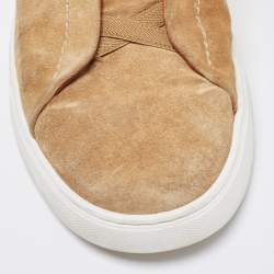 Pre Owned Ermenegildo Zegna Brown Suede Triple Stitch Sneakers Size 44