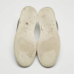 Pre Owned Ermenegildo Zegna Black Leather and Felt Triple Stitch Sneakers Size 43.5