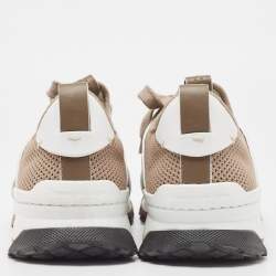 Pre Owned Ermenegildo Zegna Brown Leather and Mesh Low Top Sneakers Size 41.5