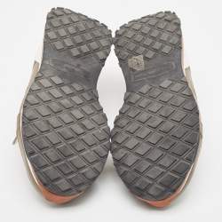 Pre Owned Ermenegildo Zegna Brown Leather and Mesh Low Top Sneakers Size 41.5