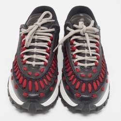 Pre Owned  Ermenegildo Zegna Black/Burgundy Leather Neoprene Low Top Sneakers Size 41