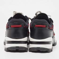 Pre Owned  Ermenegildo Zegna Black/Burgundy Leather Neoprene Low Top Sneakers Size 41