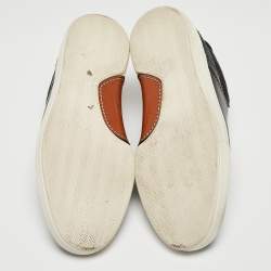 Pre Owned Ermenegildo Zegna Black/White Leather Triple Stitch Sneakers Size 44.5