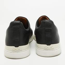 Ermenegildo Zegna Black Suede and Leather Triple Stitch Sneakers Size 43.5