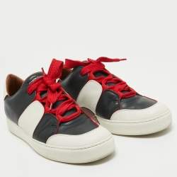 Pre Owned Ermenegildo Zegna Navy Blue/White Leather Low Top Sneakers Size 44