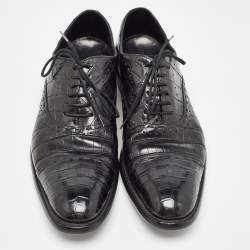 Pre Owned Ermenegildo Zegna Black Crocodile Slip On Oxford Size 42.5