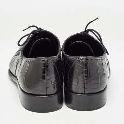 Pre Owned Ermenegildo Zegna Black Crocodile Slip On Oxford Size 42.5