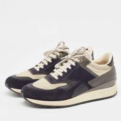 Zegna Black/Grey Suede and Fabric Athletic Sneakers Size 42.5