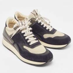 Zegna Black/Grey Suede and Fabric Athletic Sneakers Size 42.5